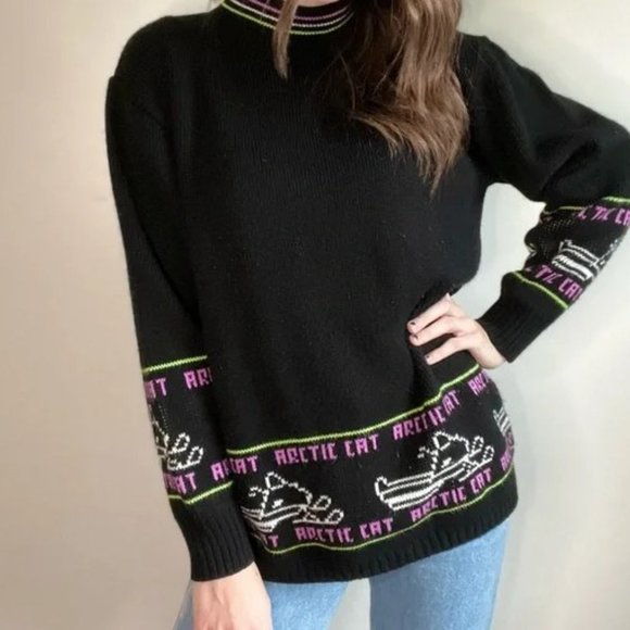 Vintage Arctic Cat Snowmobile Rare Sweater Shirt Pullover Sz L Vintage Rides - Picture 3 of 7